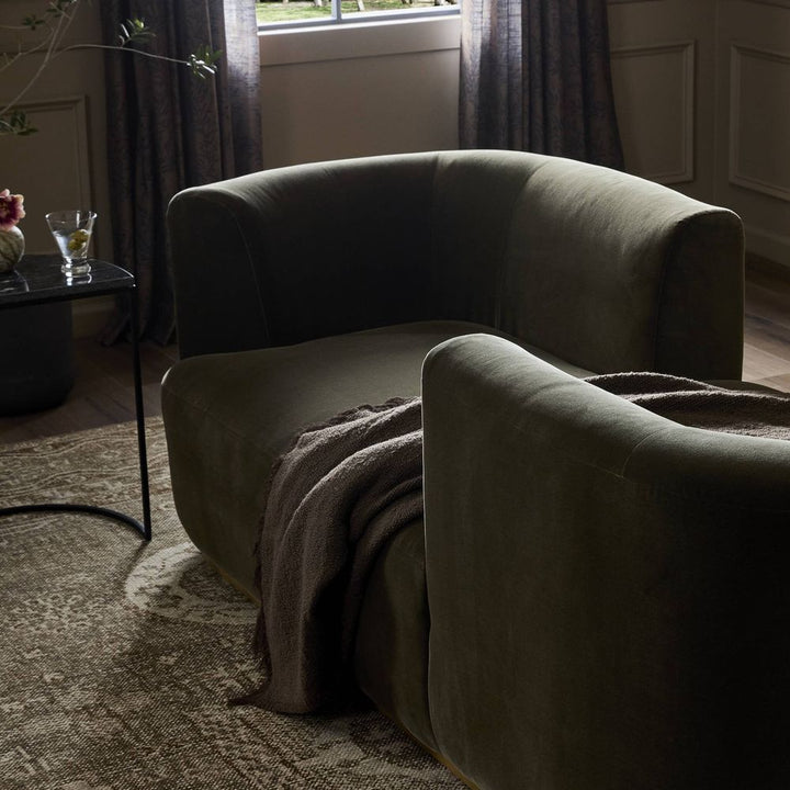 Deandra Tete A Tete Chaise - Surrey Olive