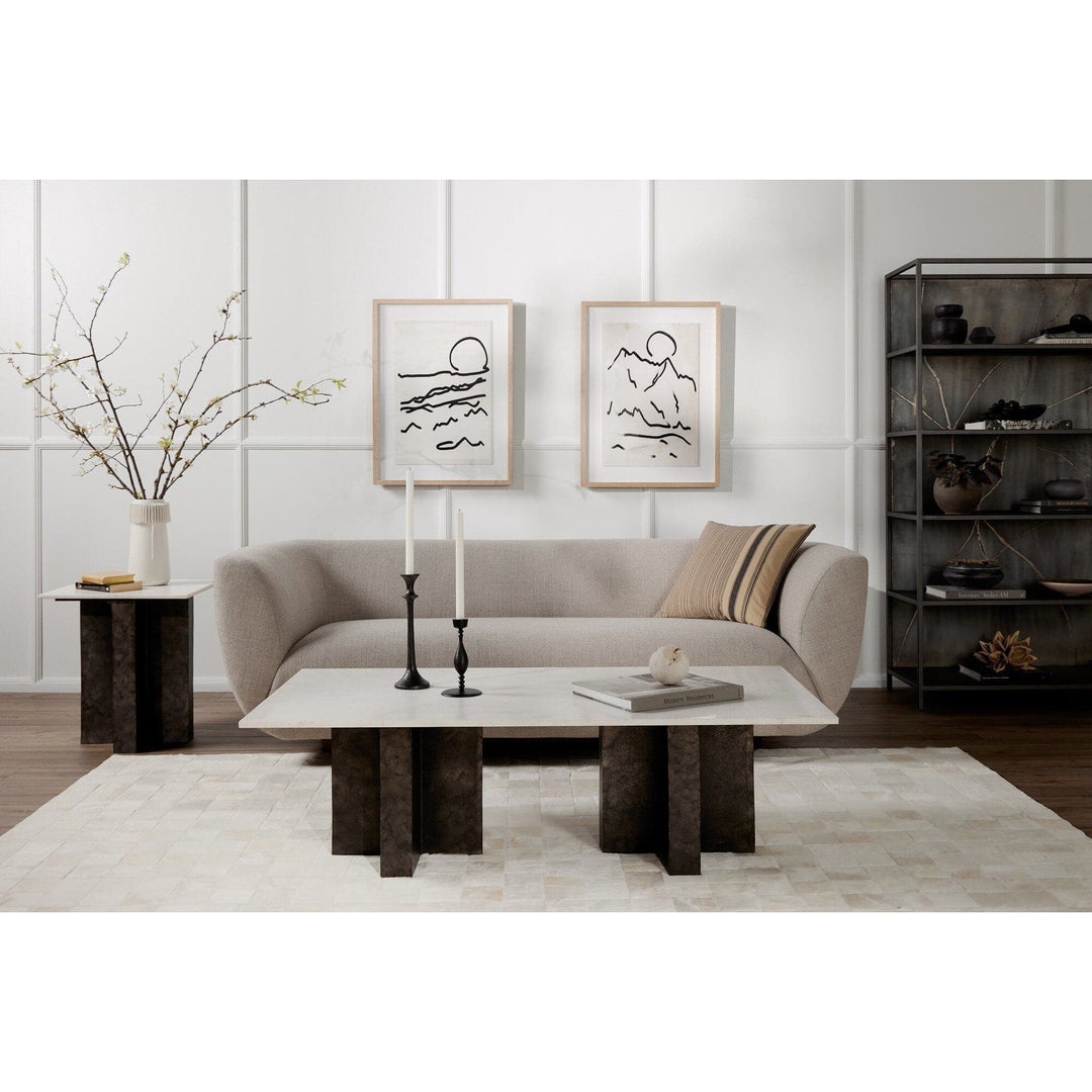 Trent Coffee Table - Polished White Marble