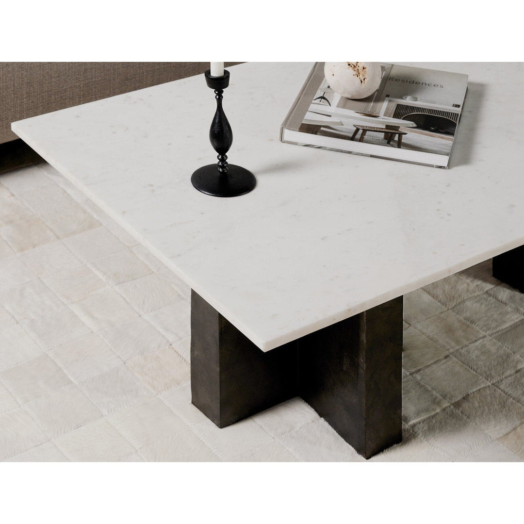 Trent Coffee Table - Polished White Marble