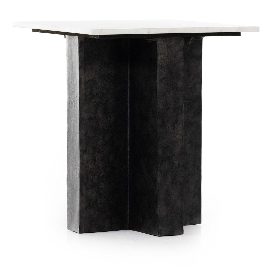 Trent End Table - Polished White Marble