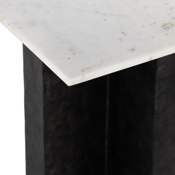 Trent End Table - Polished White Marble