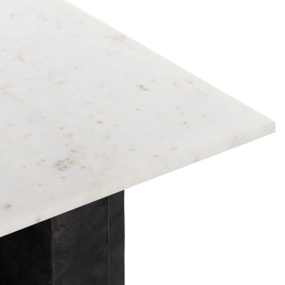 Trent End Table - Polished White Marble