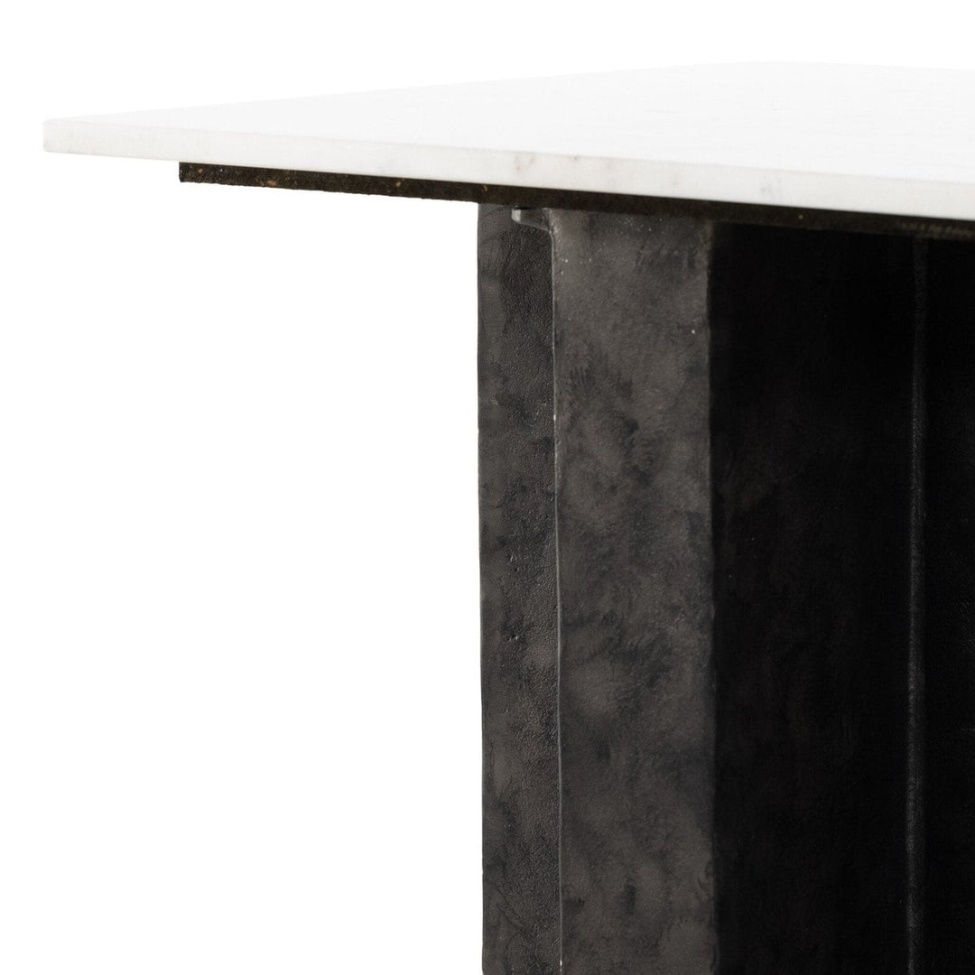 Trent End Table - Polished White Marble