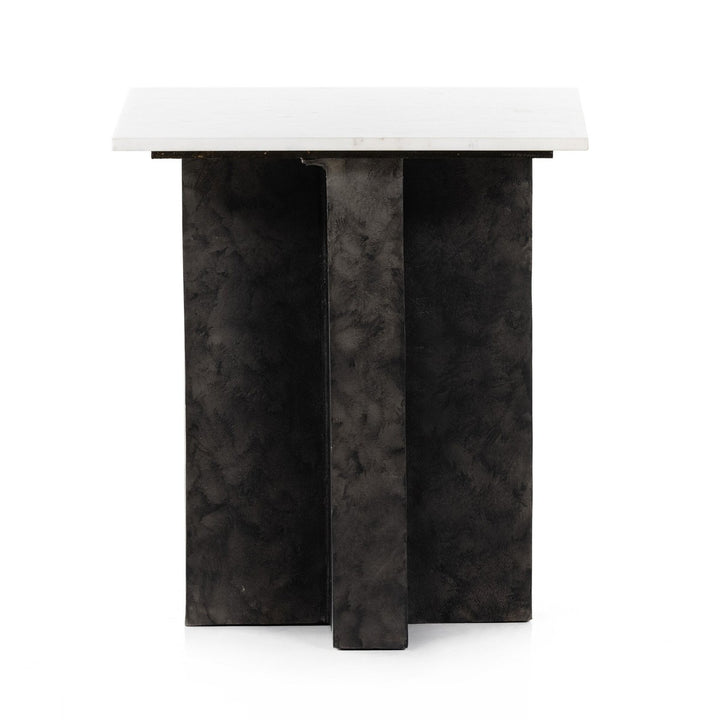 Trent End Table - Polished White Marble