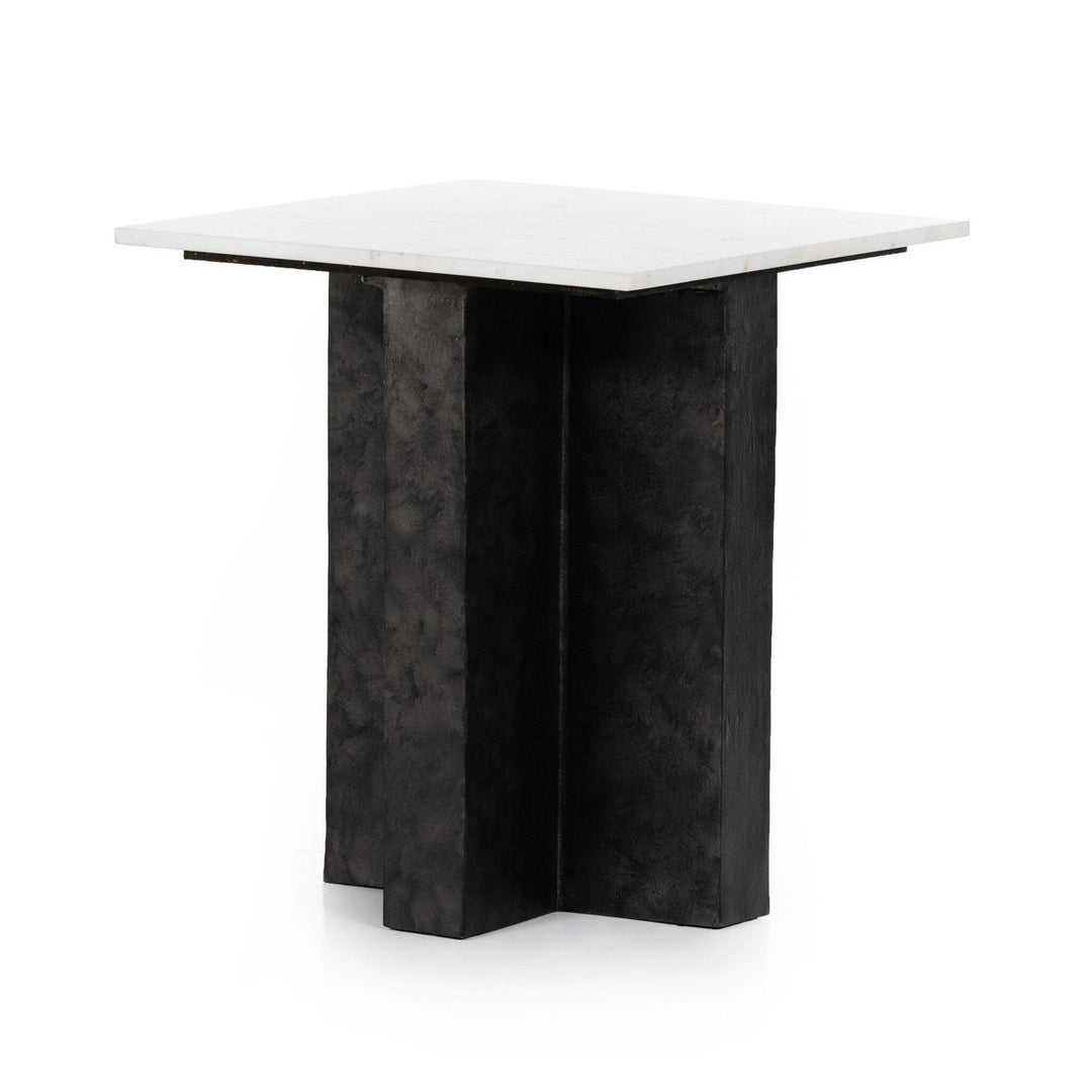 Trent End Table - Polished White Marble