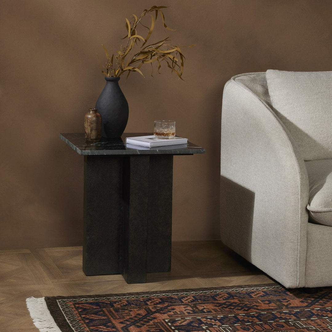 Trent End Table - Black Marble