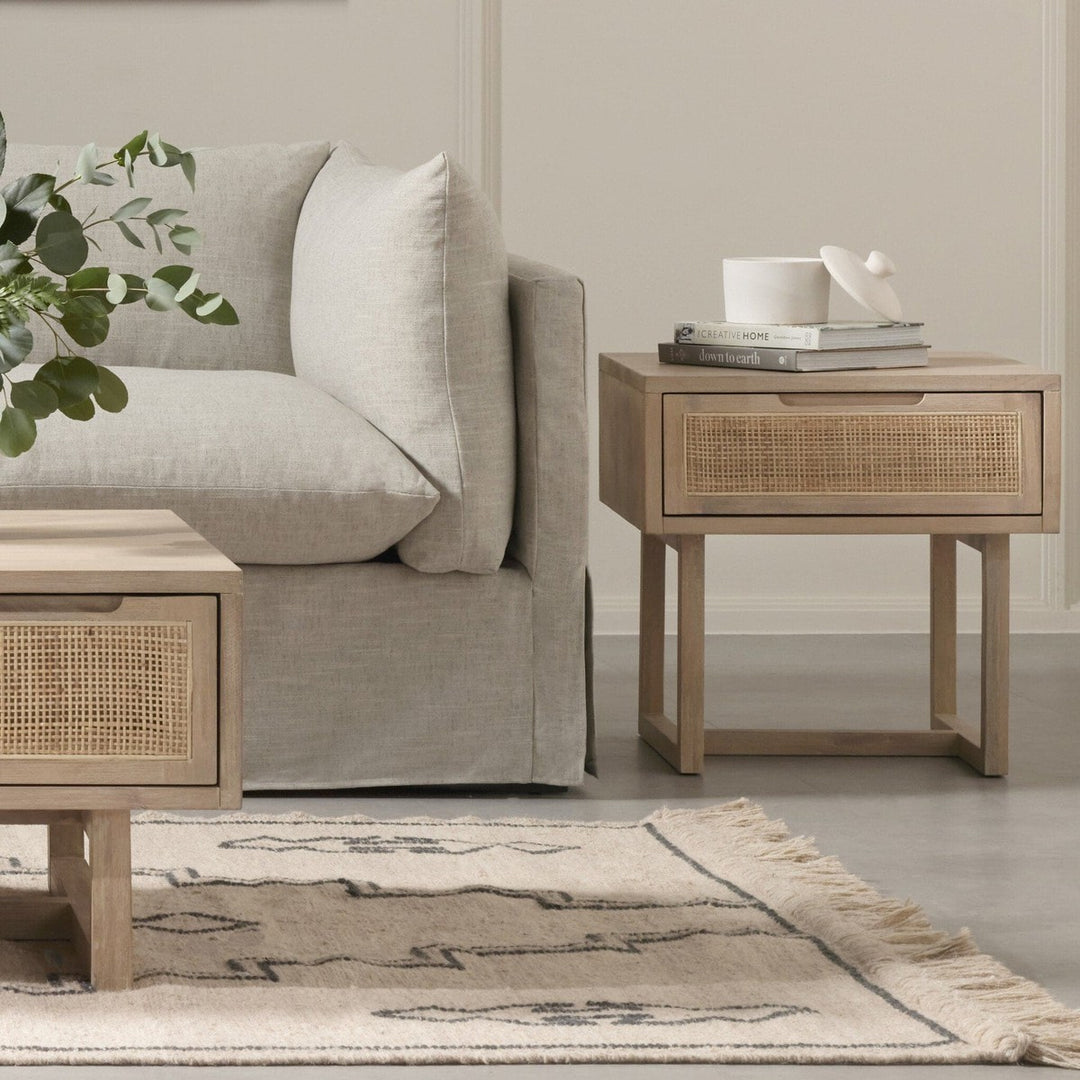 Clara End Table - White Wash Mango