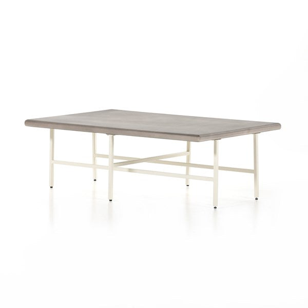 Gower Outdoor Coffee Table-Four Hands-FH-226751-002-Outdoor Coffee TablesMatte Cream Iron/Taupe Concrete-5-France and Son