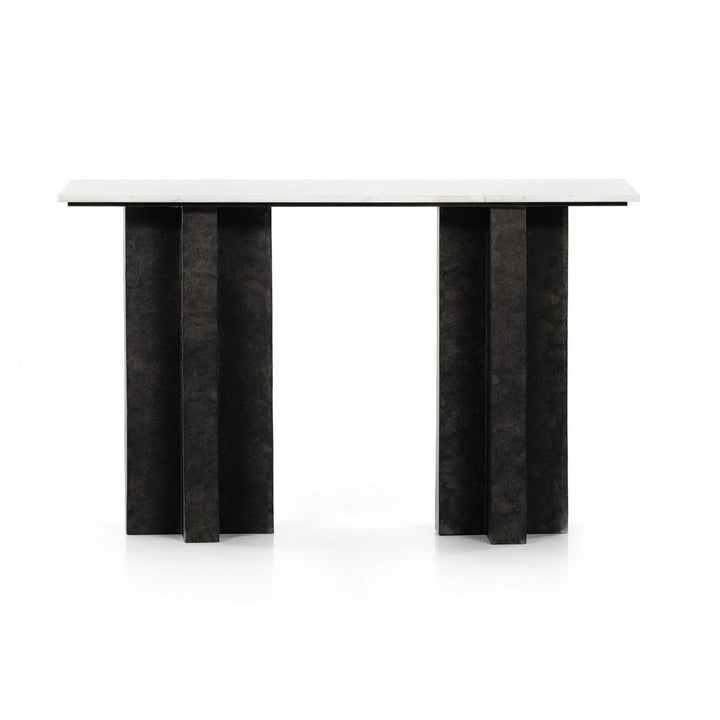 Trent Console Table - Polished White Marble