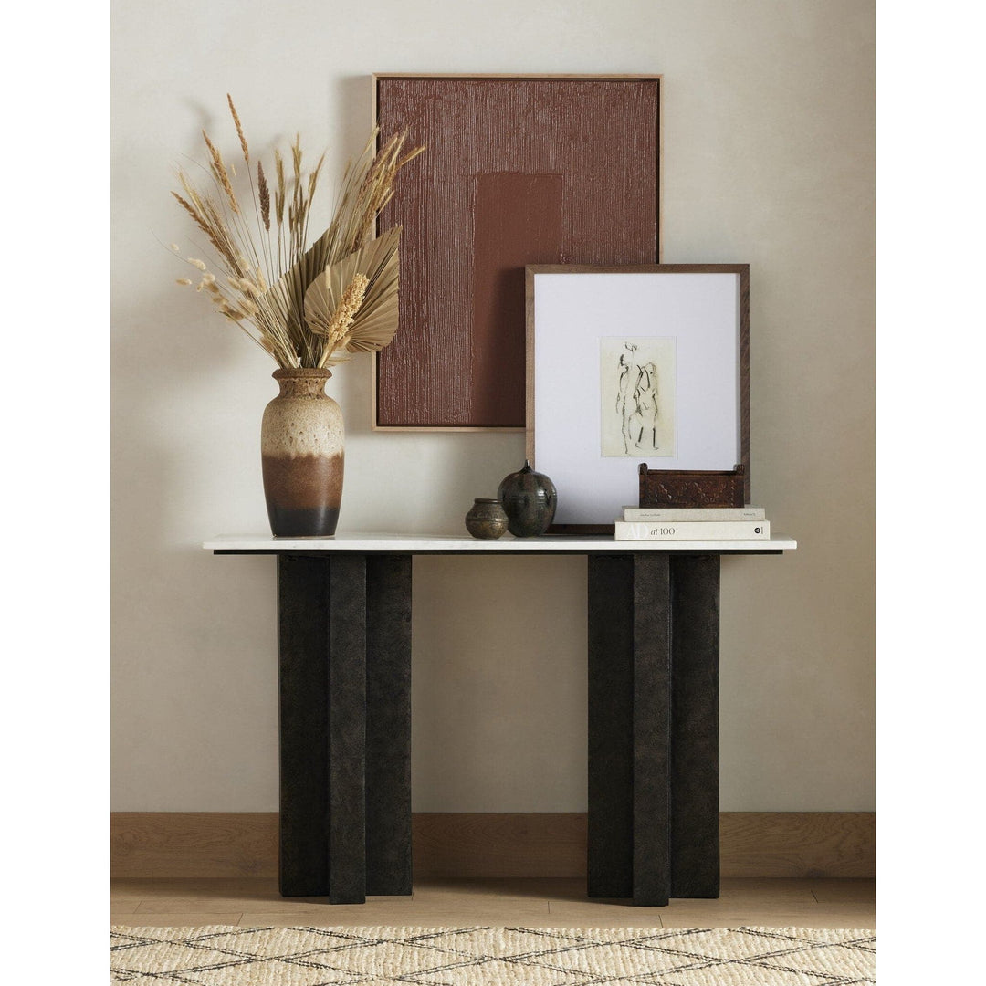 Trent Console Table - Polished White Marble