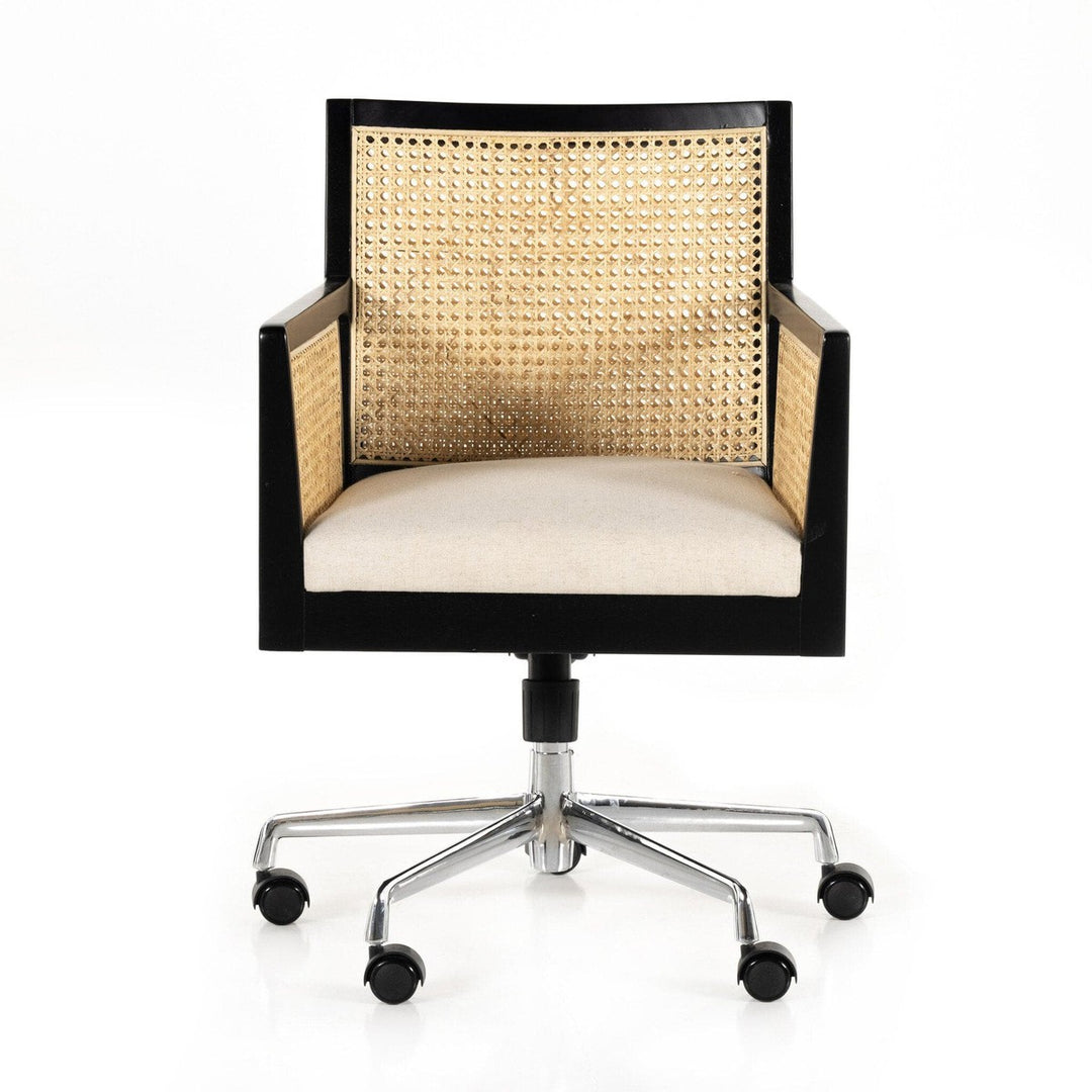 Amelia Cane Arm Desk Chair - Savile Flax