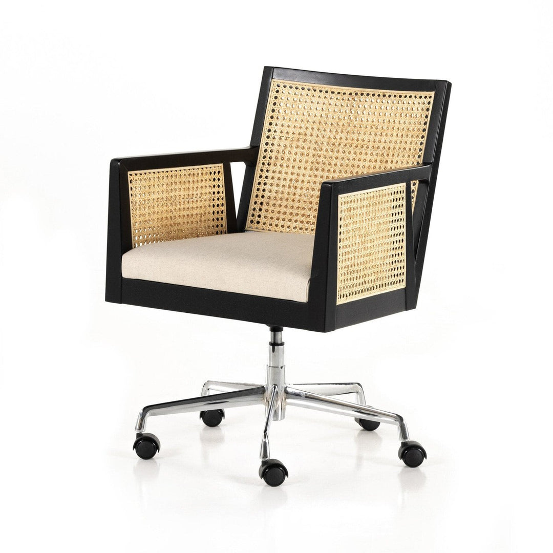 Amelia Cane Arm Desk Chair - Savile Flax