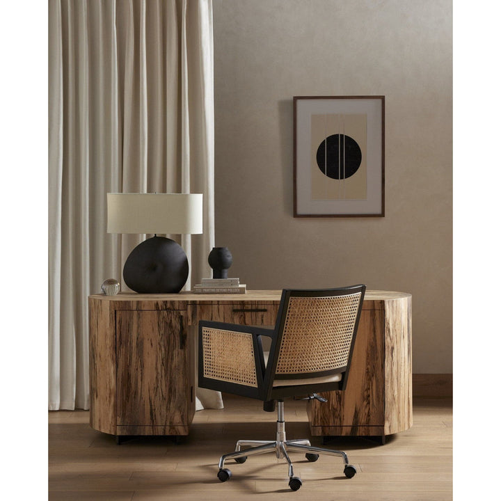 Amelia Cane Arm Desk Chair - Savile Flax