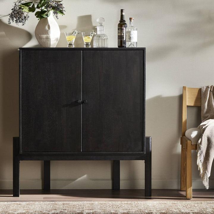 Dane Bar Cabinet - Worn Black Parawood