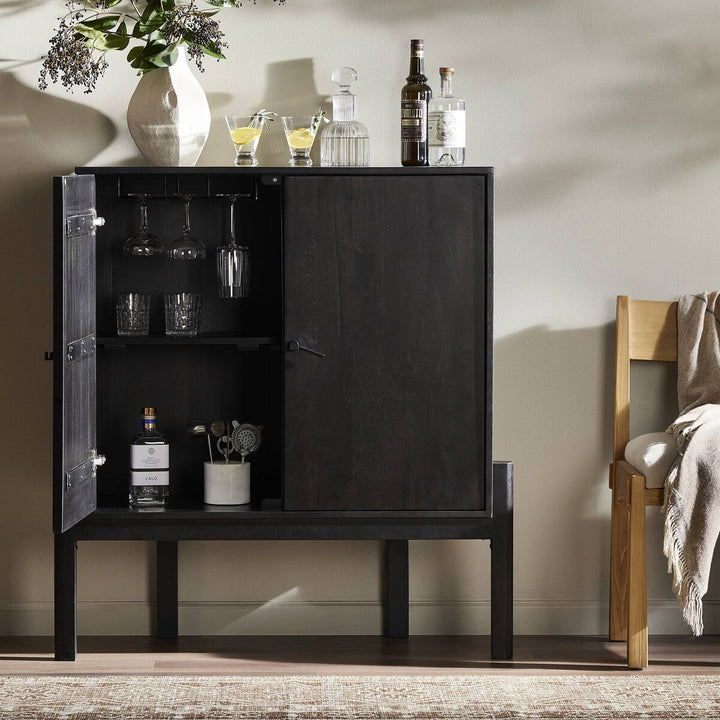 Dane Bar Cabinet - Worn Black Parawood