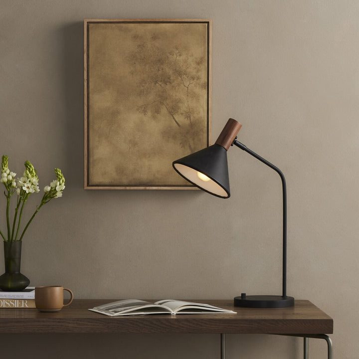 Hayes Task Lamp - Black Leather