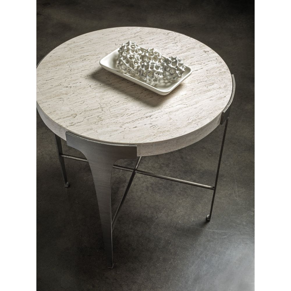 Side Tables Cachet Round End Table - Silver Leaf