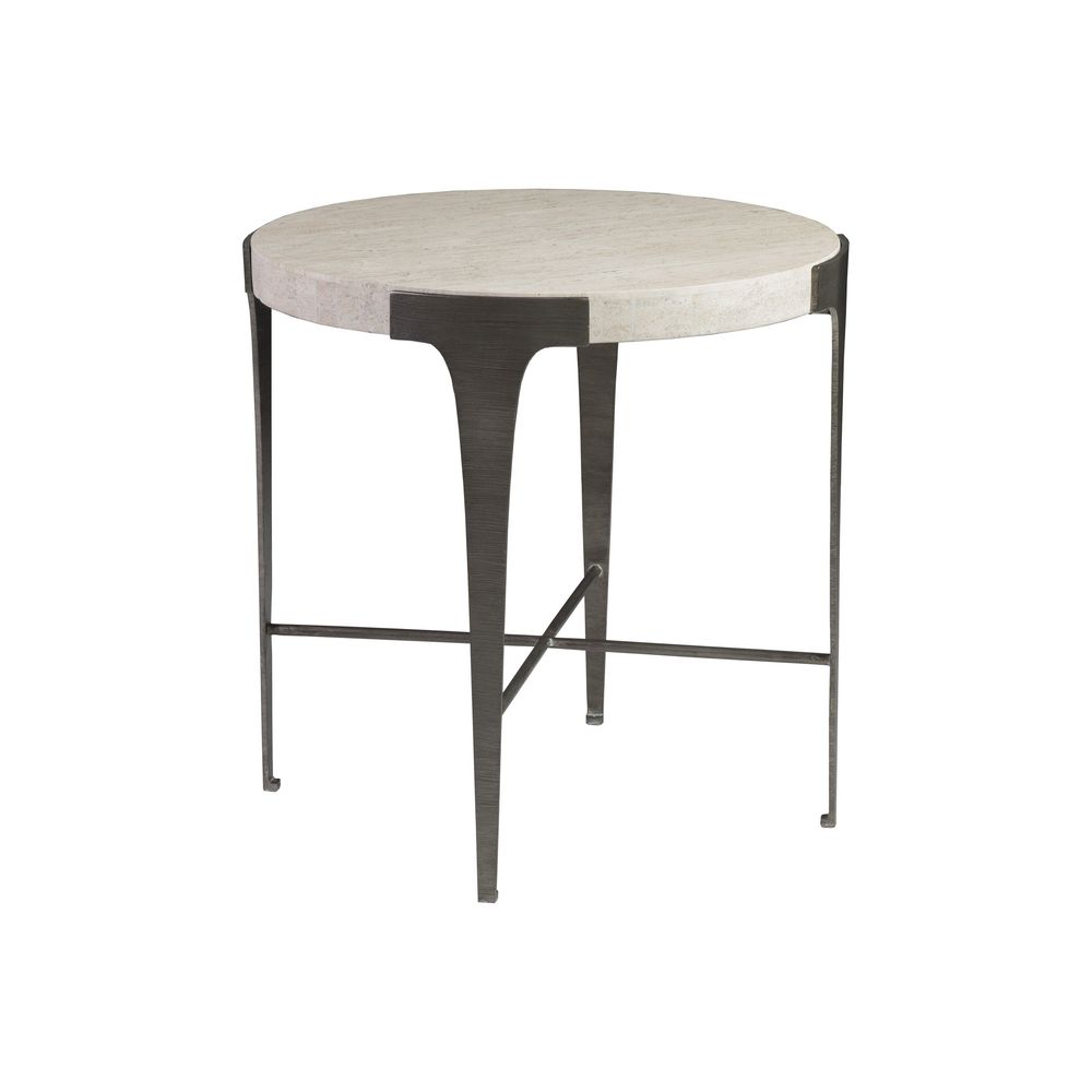 Side Tables Cachet Round End Table - Silver Leaf