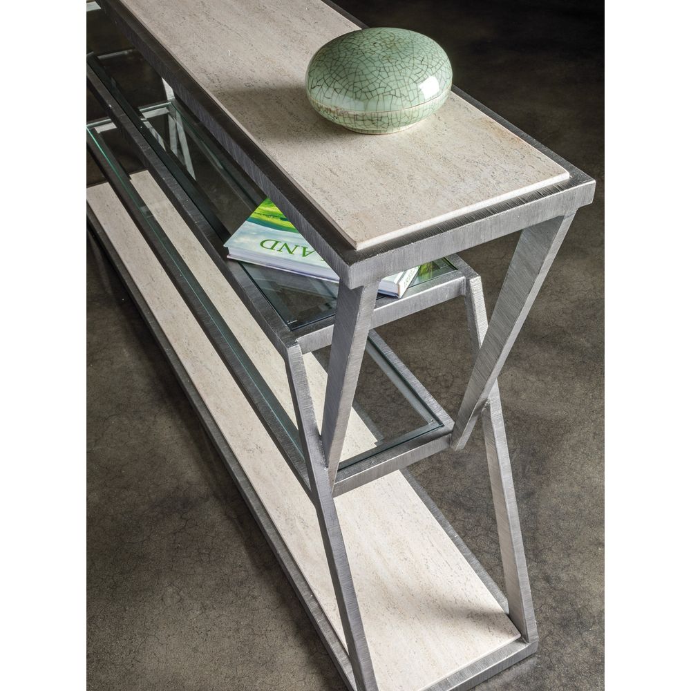 Console Tables Adamo Silver Gray Console - Silver Leaf