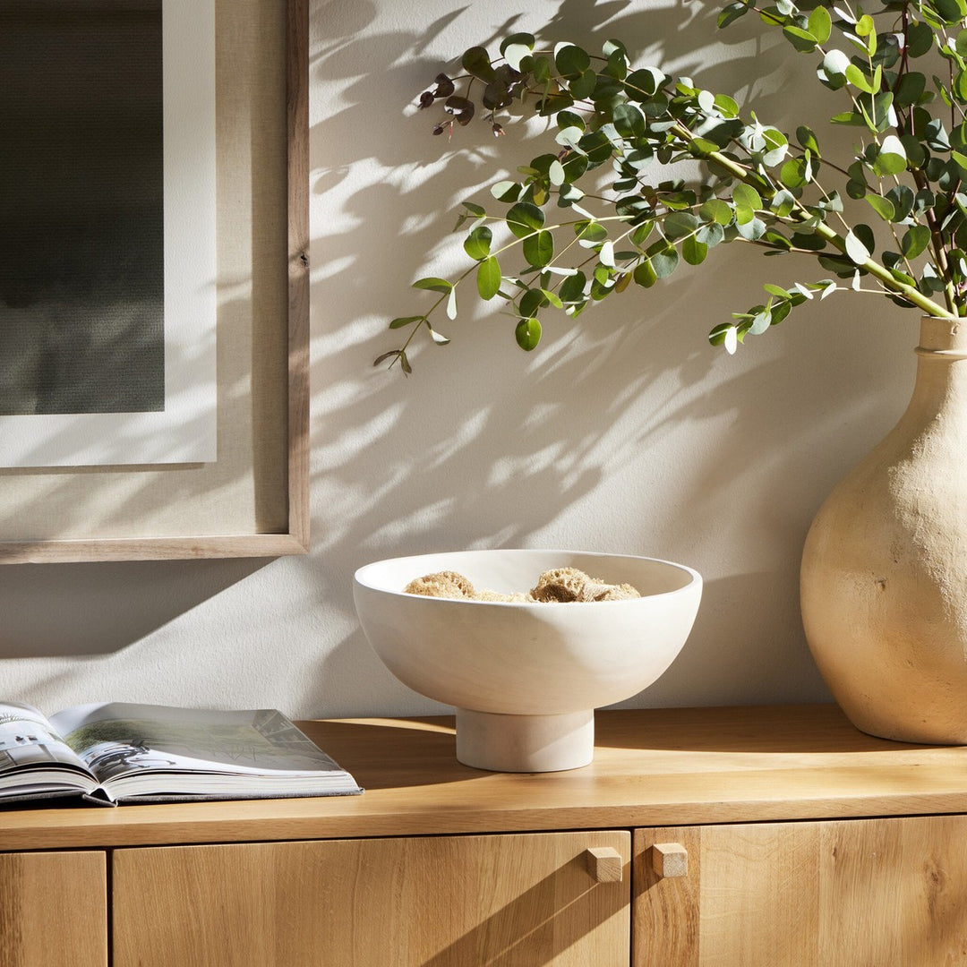 Carved Pedestal Bowl - Ivory