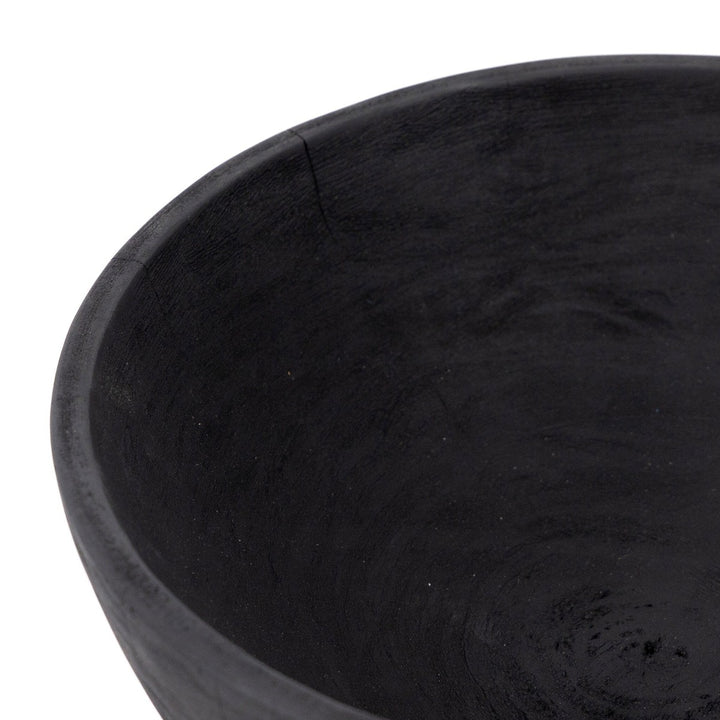 Carved Pedestal Bowl - Carbonized Black