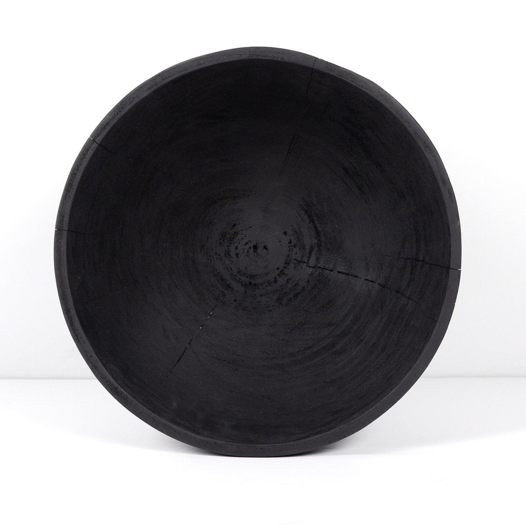 Carved Pedestal Bowl - Carbonized Black