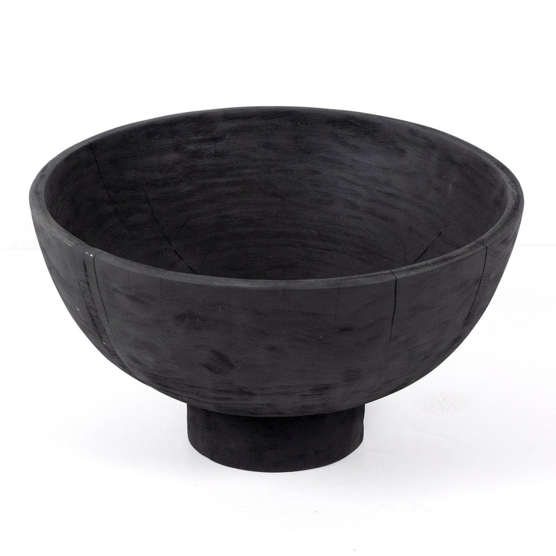 Carved Pedestal Bowl - Carbonized Black