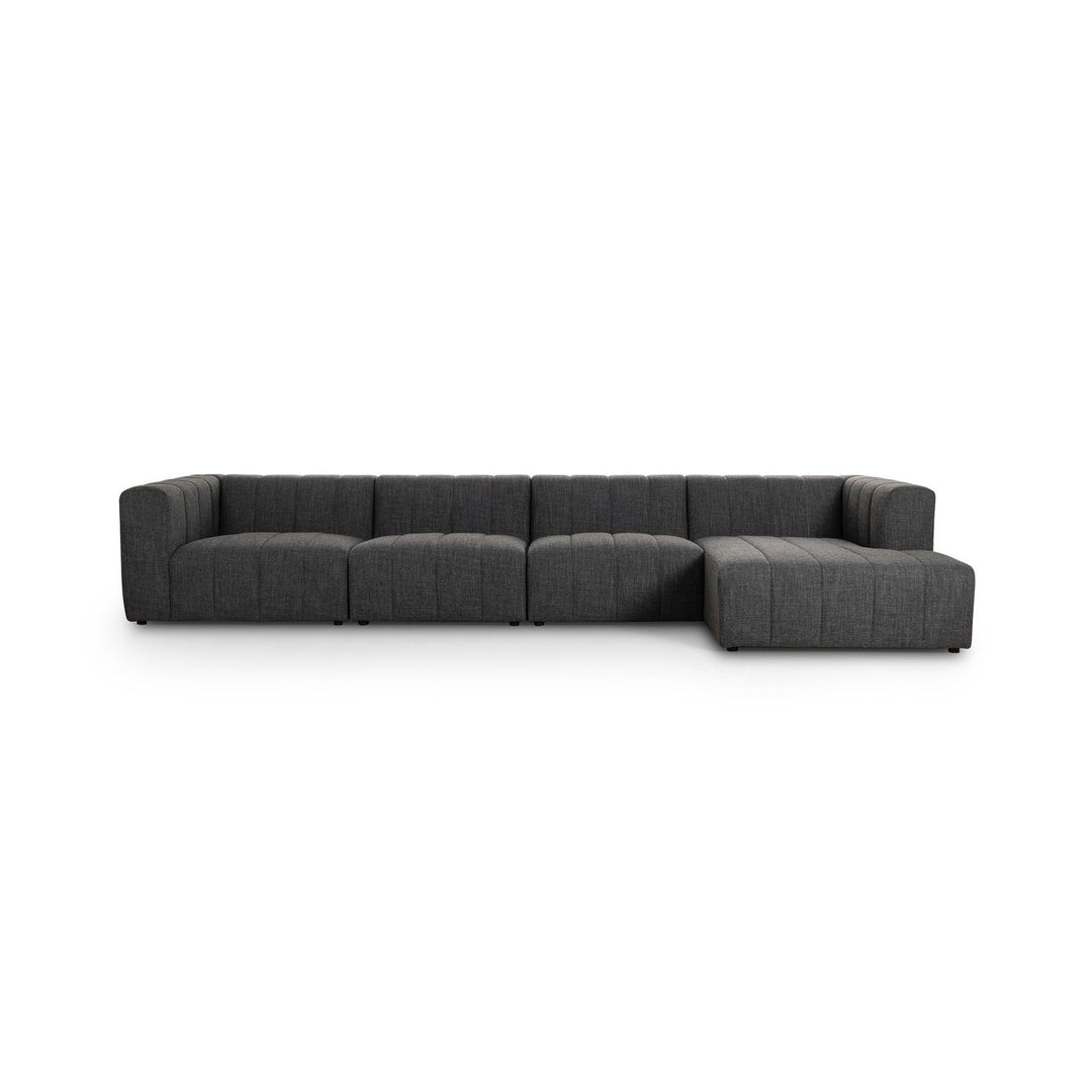 Ashford Channeled 4-Piece Sectional - Right Chaise - Saxon Charcoal