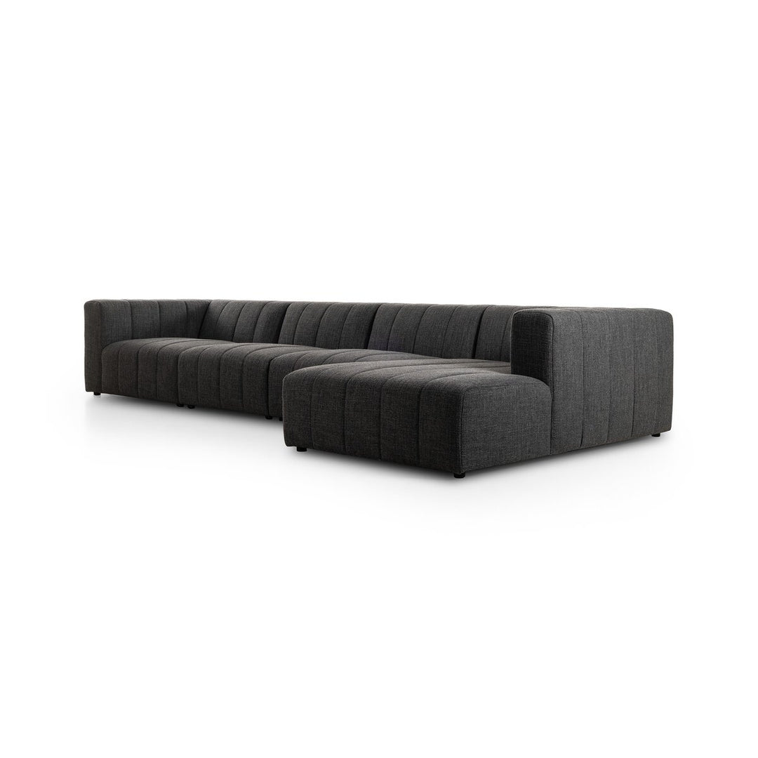 Ashford Channeled 4-Piece Sectional - Right Chaise - Saxon Charcoal