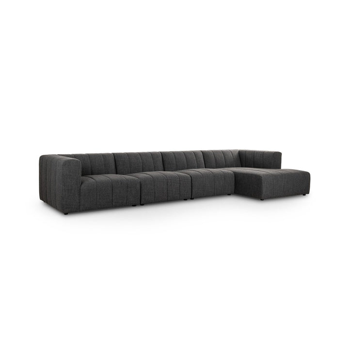 Ashford Channeled 4-Piece Sectional - Right Chaise - Saxon Charcoal