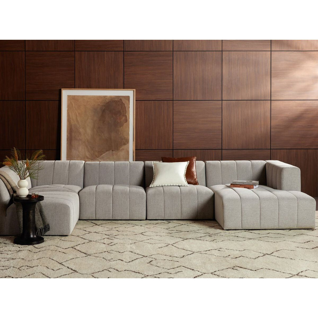 Ashford Channeled 5-Piece Sectional - Right Chaise - Napa Sandstone