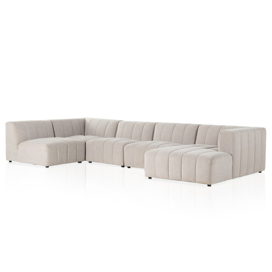 Ashford Channeled 5-Piece Sectional - Right Chaise - Napa Sandstone