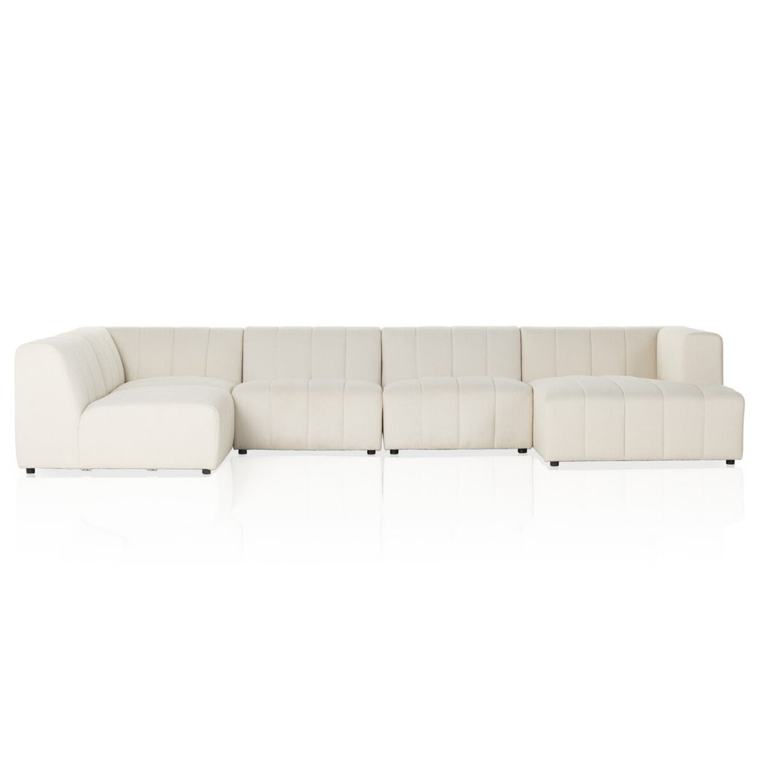 Ashford Channeled 5-Piece Sectional - Right Chaise - Fayette Cloud