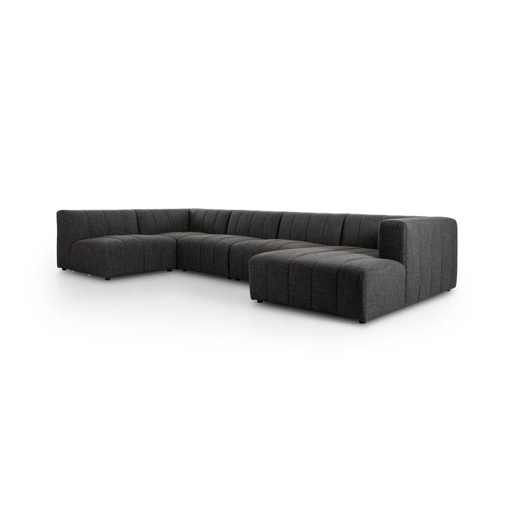 Ashford Channeled 5 Pc Sectional W/ Raf Chaise