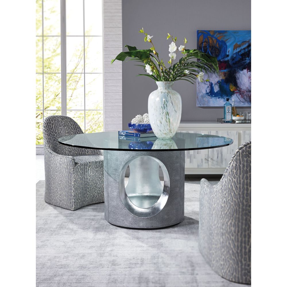 Dining Tables Circa Round Dining Table With Glass Top - Silver Leaf