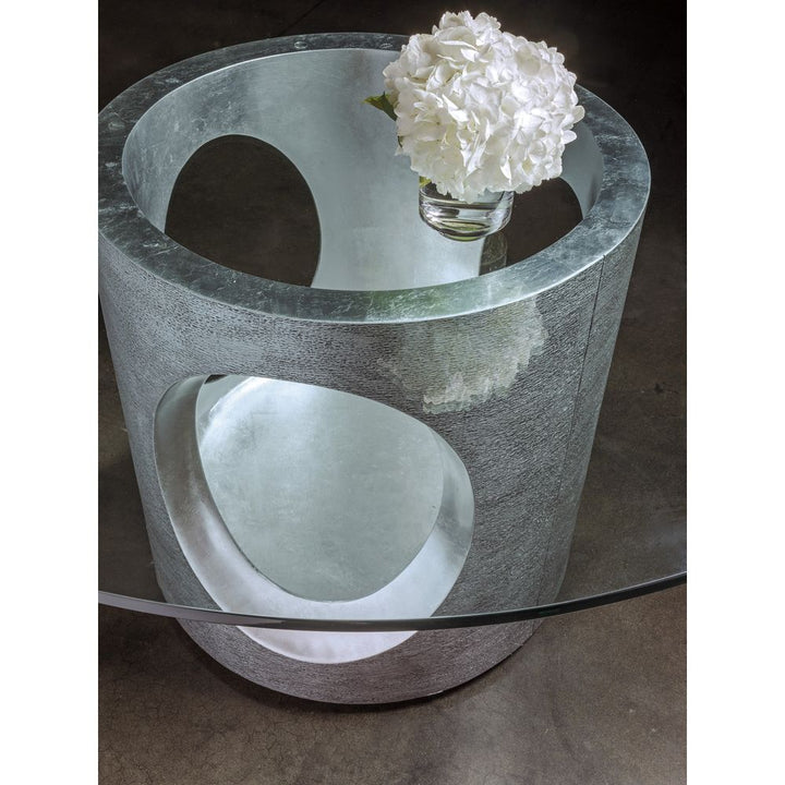 Dining Tables Circa Round Dining Table With Glass Top - Silver Leaf