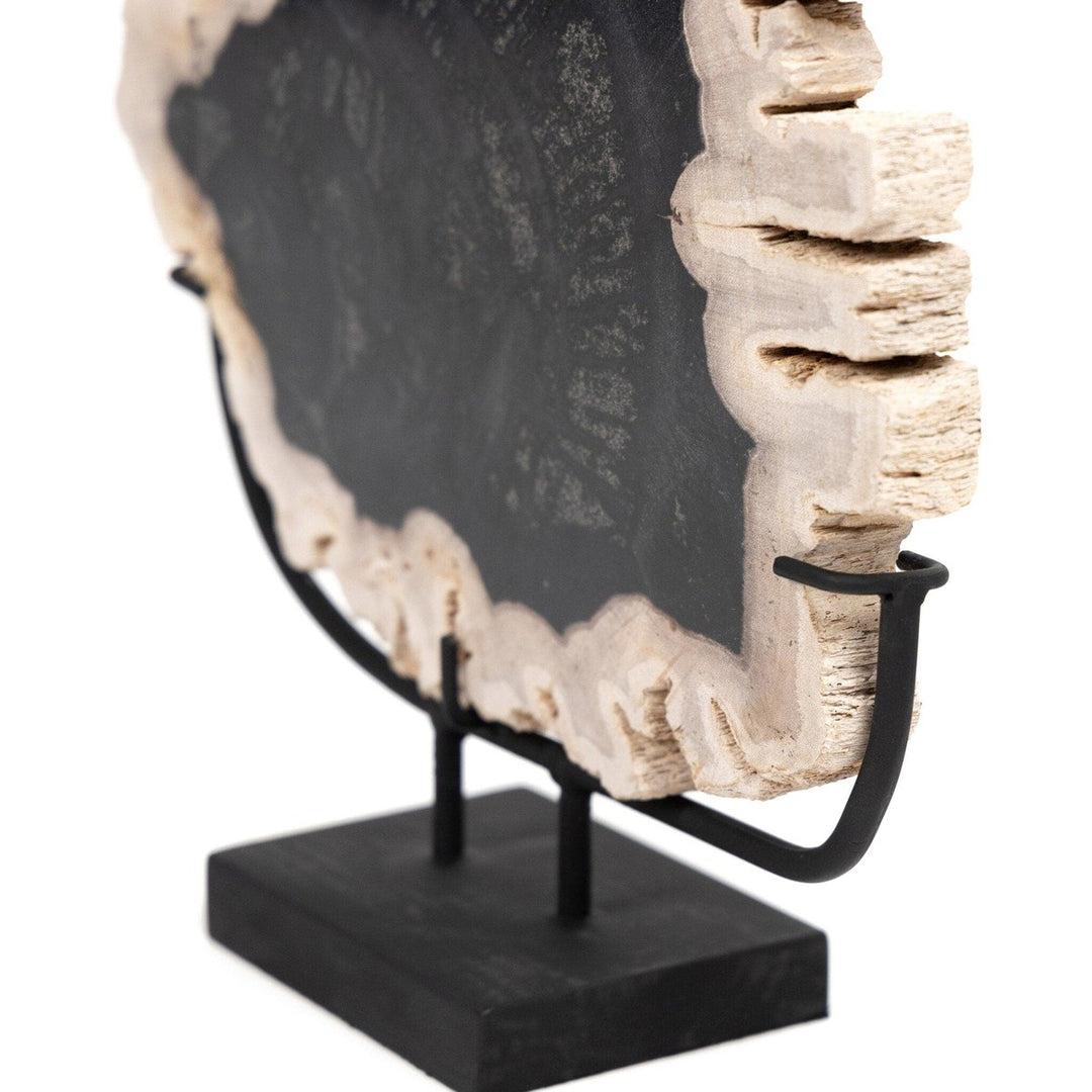 Ancient Wood Sculpture - Matte Black Iron