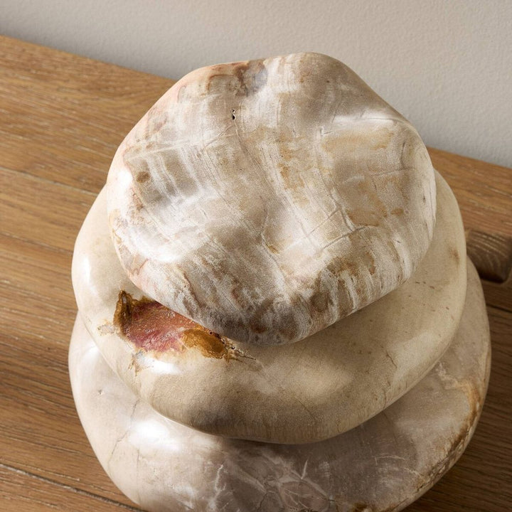 Decorative Objects Petrified Wood Organic Sculpture, Set Of 3: Light Petrified Wood