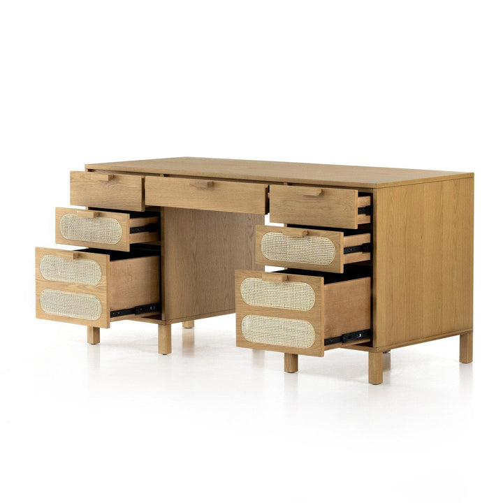 Alexis Executive Desk - Light Natural Cane