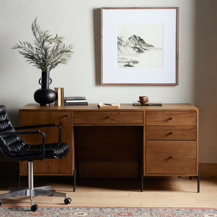 Easton Executive Desk - Amber Oak Resin