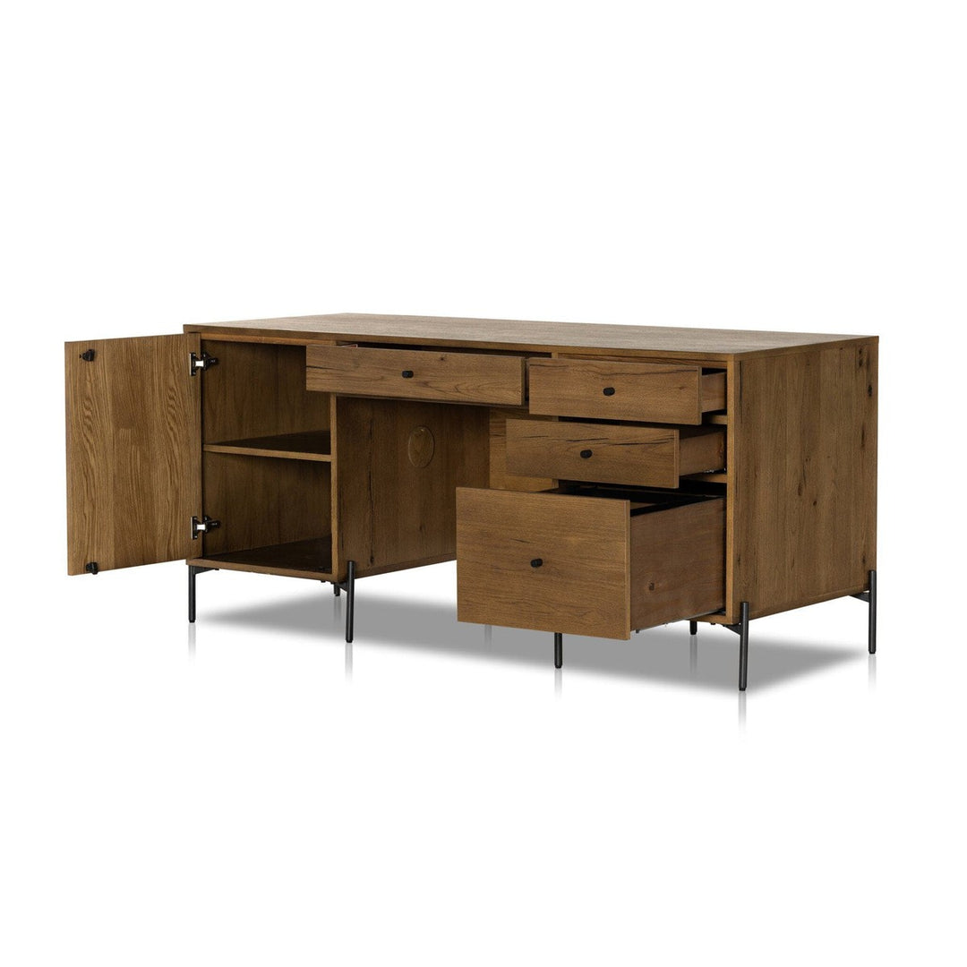 Easton Executive Desk - Amber Oak Resin