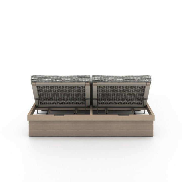 Lennox Outdoor Double Chaise, Washed Brown - Faye Ash