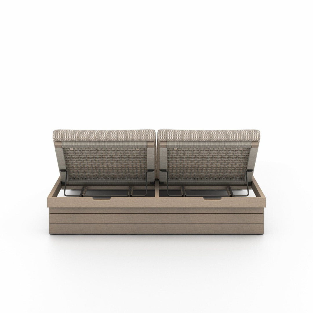 Lennox Outdoor Double Chaise, Washed Brown - Faye Sand