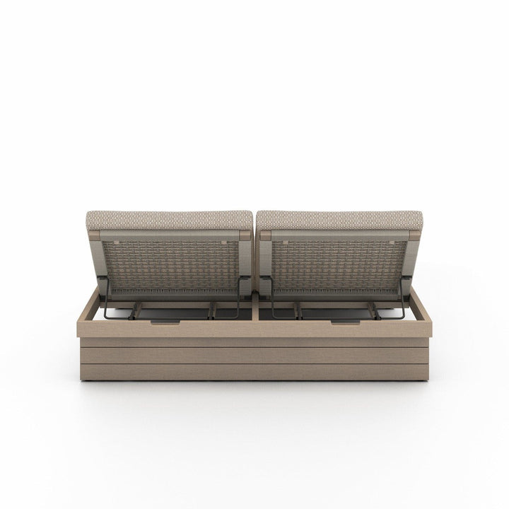 Lennox Outdoor Double Chaise, Washed Brown - Faye Sand