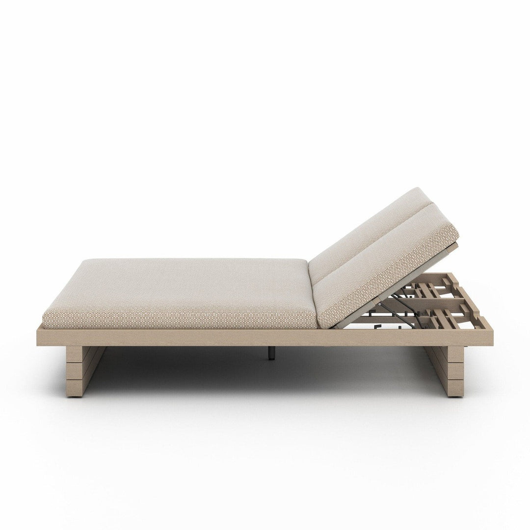 Lennox Outdoor Double Chaise, Washed Brown - Faye Sand