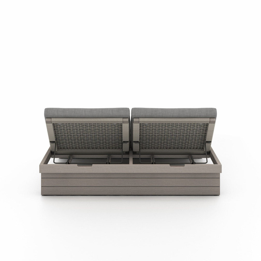 Lennox Outdoor Double Chaise, Weathered Grey - Venao Charcoal