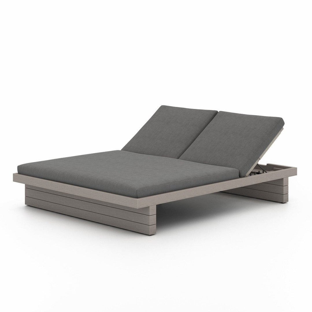 Lennox Outdoor Double Chaise, Weathered Grey - Venao Charcoal