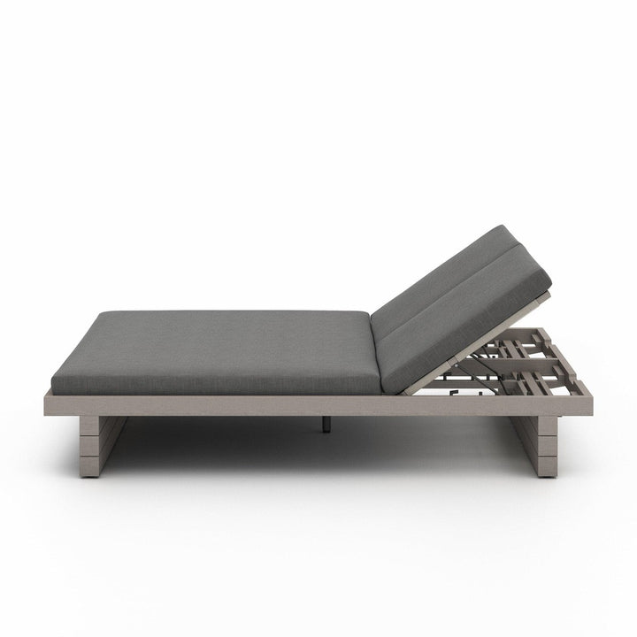 Lennox Outdoor Double Chaise, Weathered Grey - Venao Charcoal