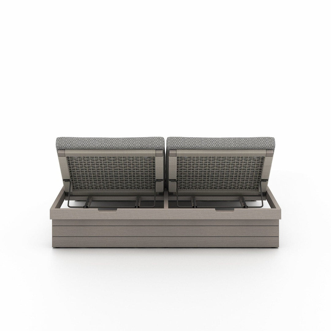 Lennox Outdoor Double Chaise, Weathered Grey - Faye Ash