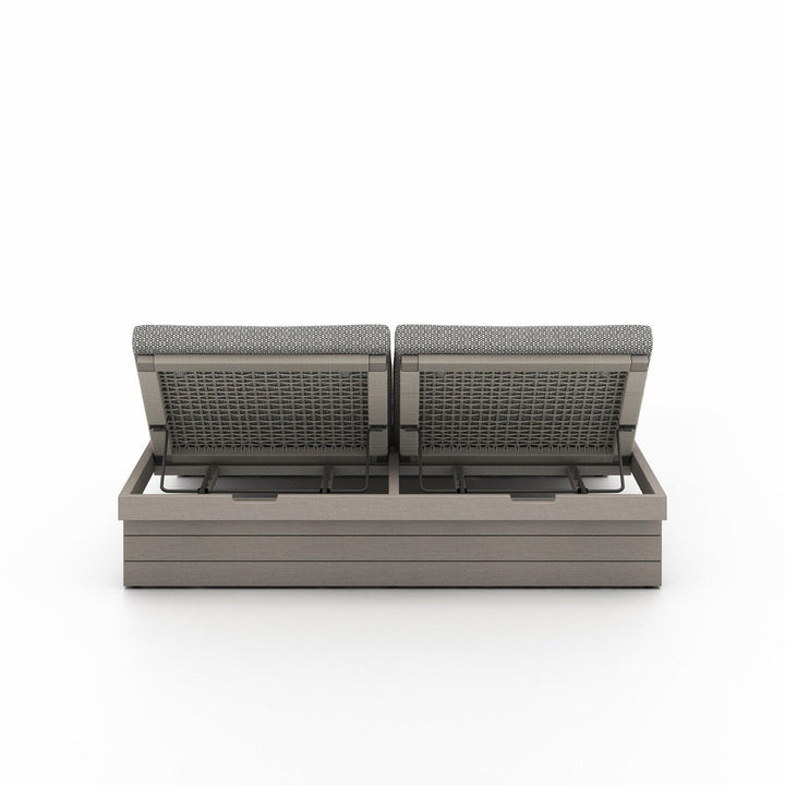 Lennox Outdoor Double Chaise, Weathered Grey - Faye Ash